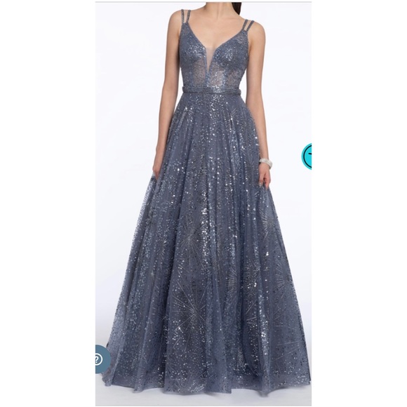 Camillie La Vie Grey/silver sequin ball gown SIZE 14 - Picture 1 of 3